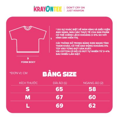 bảng size áo thun form boxy