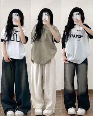 Phối áo thun unisex cho nữ